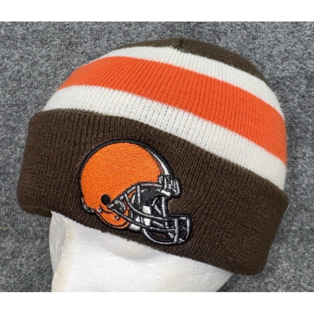 Cleveland Browns Beanie Hat Unisex One Size Brown Orange Striped Cuffed NFL